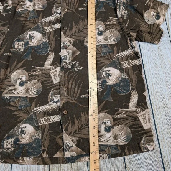 Boca Classics Parrot playing Poker Hawaiian Shirt Short Sleeve Button Up M - Picture 4 of 7